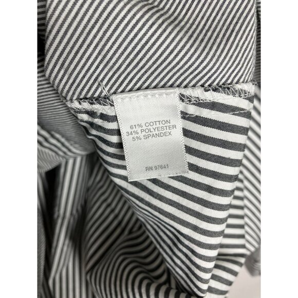 J Jill Womens XL Striped Button Down Gray White Long Sleeve Shirt - Picture 6 of 9